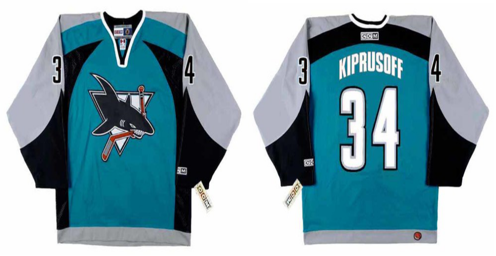 2019 Men San Jose Sharks 34 Kiprusoff blue CCM NHL jersey